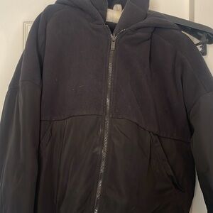 ALO Black Yoga Hooded Fleece Lined Jacket S